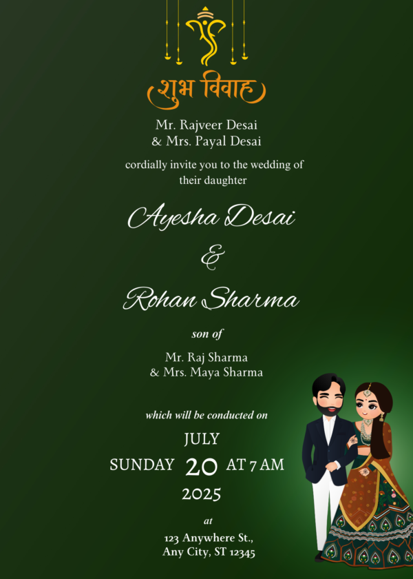 shubh vivah invitation card template