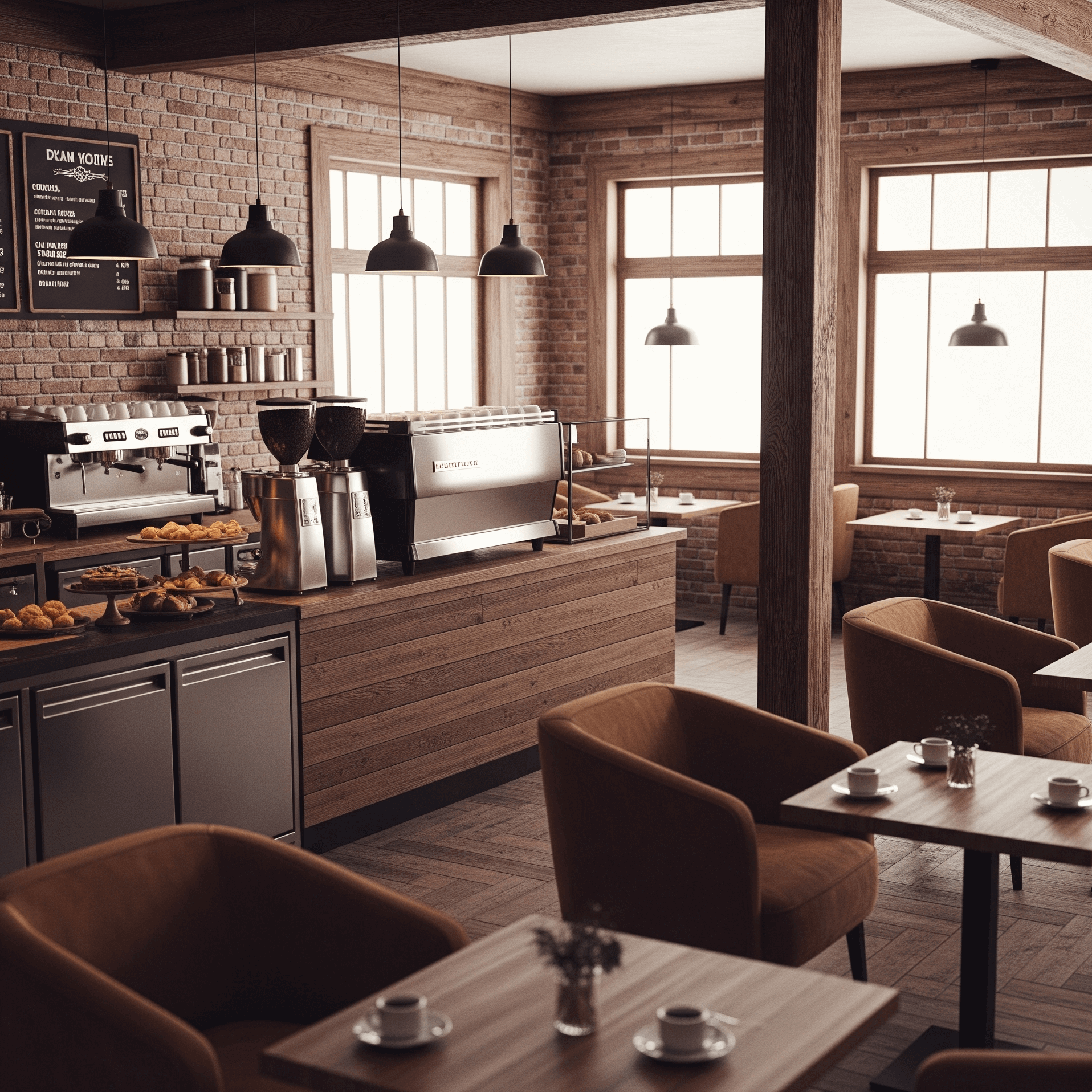 traditional brick cafe design