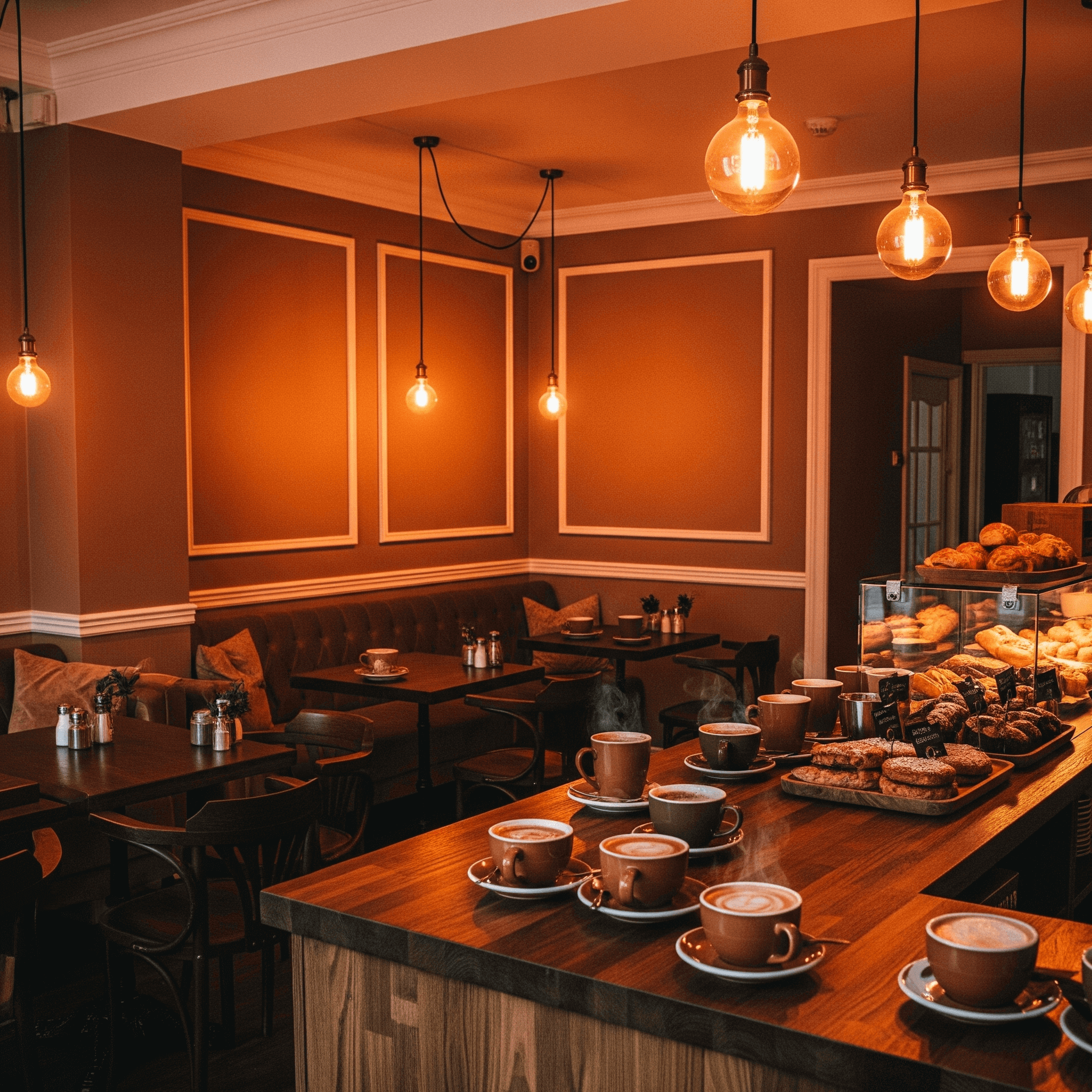 warm cozy cafe design