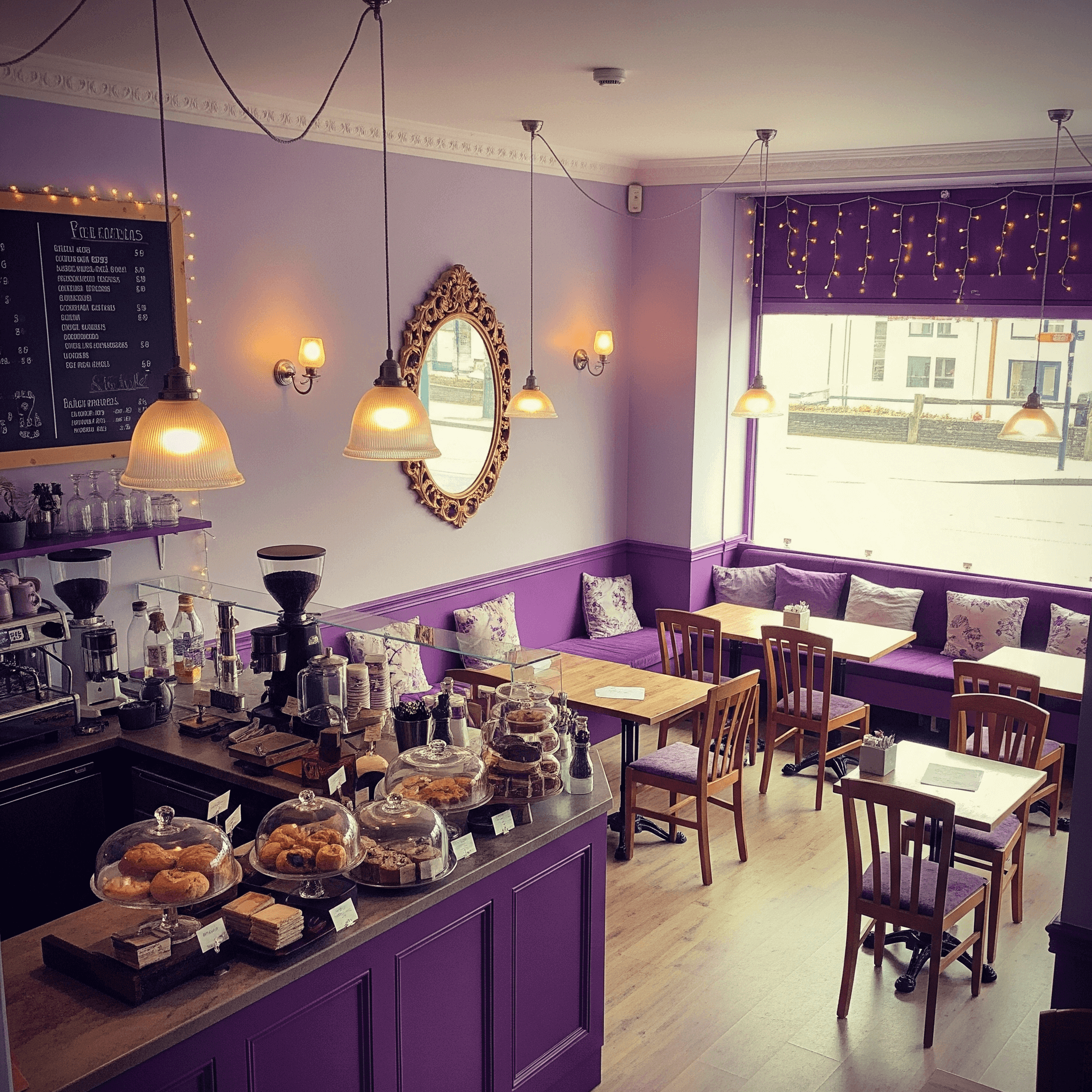 cozy purple cafe