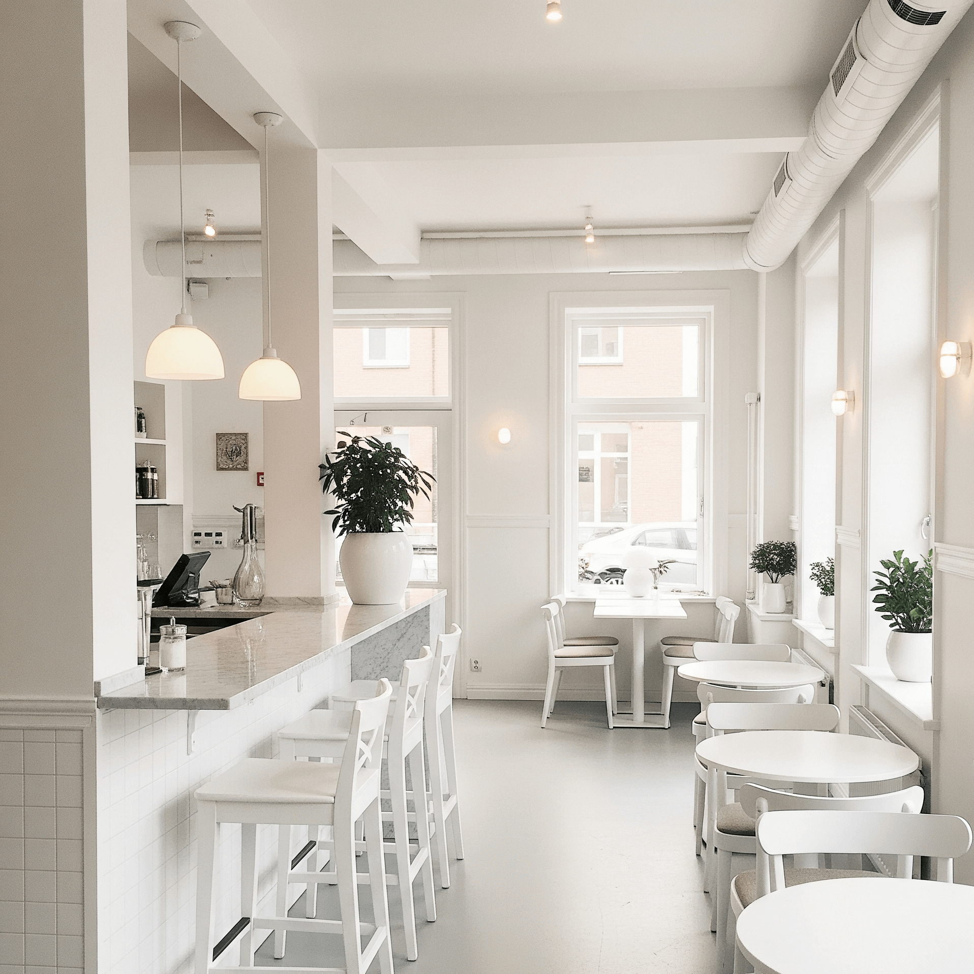 white aesthetic cafe