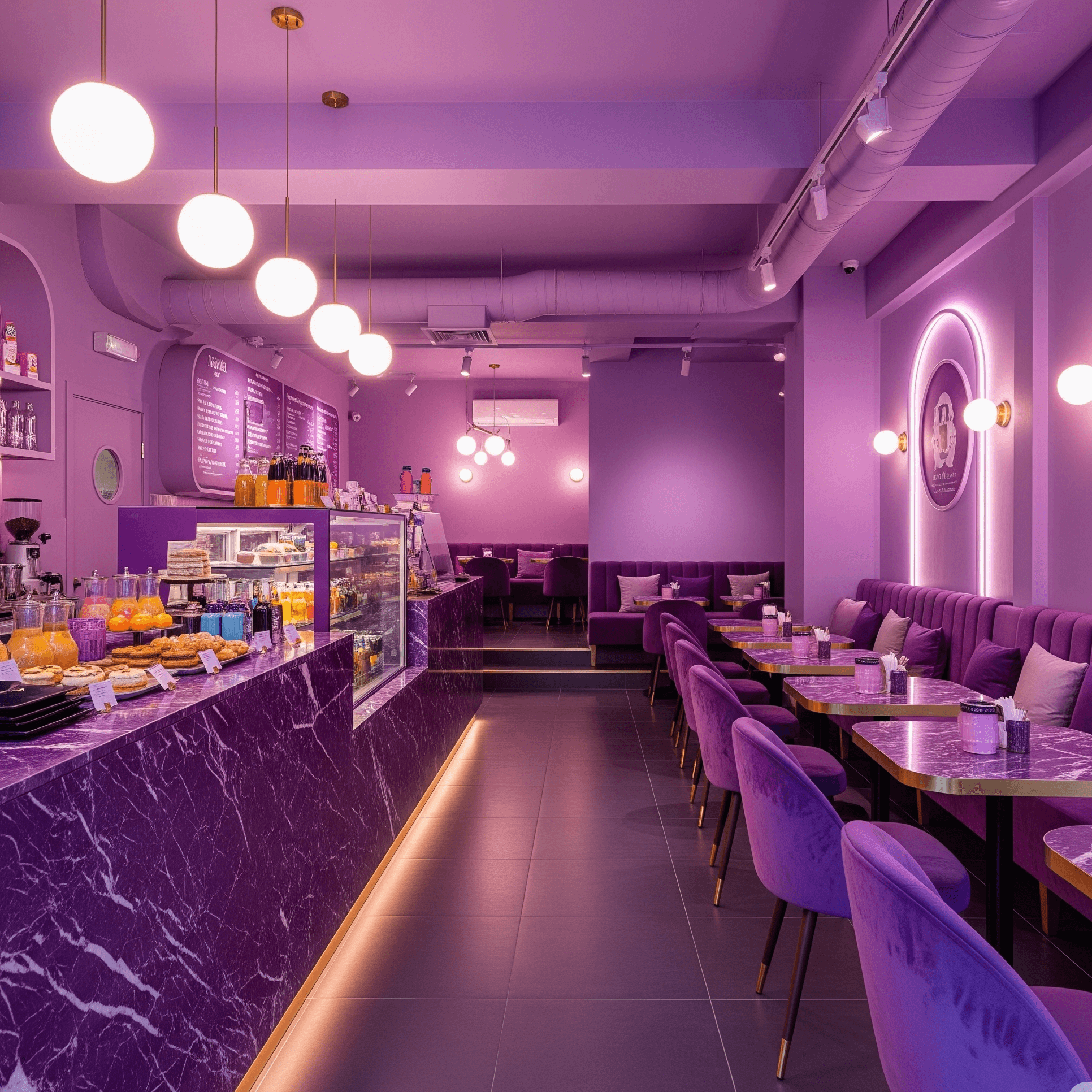 purple cafe design idea