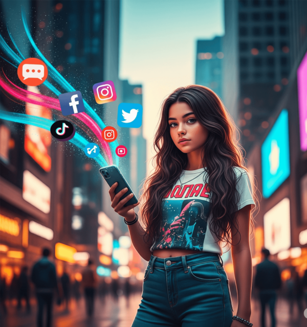 social media icons floating